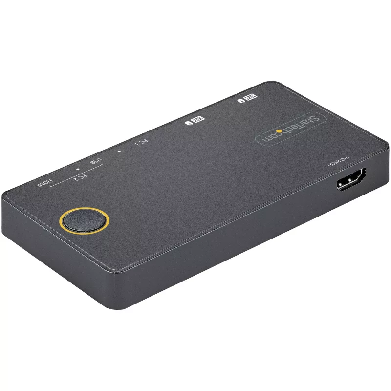 StarTech.com switch KVM híbrido USB-A + HDMI y USB-C de 2 puertos - monitor único HDMI 2.0 4K 60Hz - switch KVM HDMI compacto para sobremesa y/o portátil - alimentado por bus USB - compatible con Thunderbolt 3
