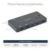 StarTech.com switch KVM híbrido USB-A + HDMI y USB-C de 2 puertos - monitor único HDMI 2.0 4K 60Hz - switch KVM HDMI compacto para sobremesa y/o portátil - alimentado por bus USB - compatible con Thunderbolt 3