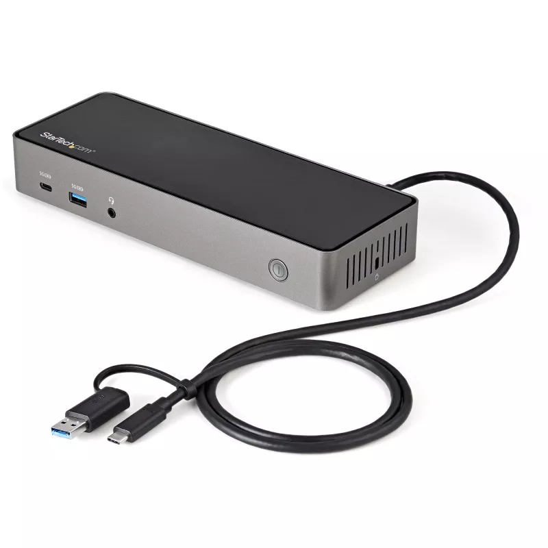 StarTech.com dock USB-C y USB-A - estación de acoplamiento universal híbrida para portátil con triple monitor DisplayPort y HDMI 4K 60Hz - Power Delivery de 85W, hub USB de 6x, GbE, audio - USB 3.1 Gen 2 10Gbps - TAA