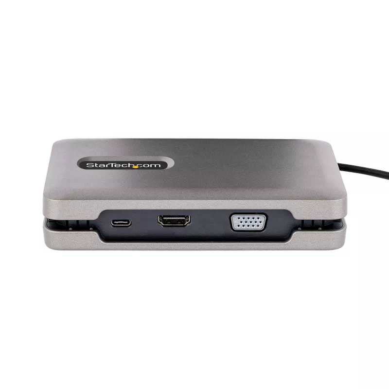 StarTech.com DKM31C3HVCPD adaptador multipuerto USB-C / base de conexión para dos monitores, 4K HDMI 2.0, VGA, vídeo USB-C DP Alt Mode, 100 W PD Pass-Through, 2x USB-A 10 Gbps, GbE, MST, gris