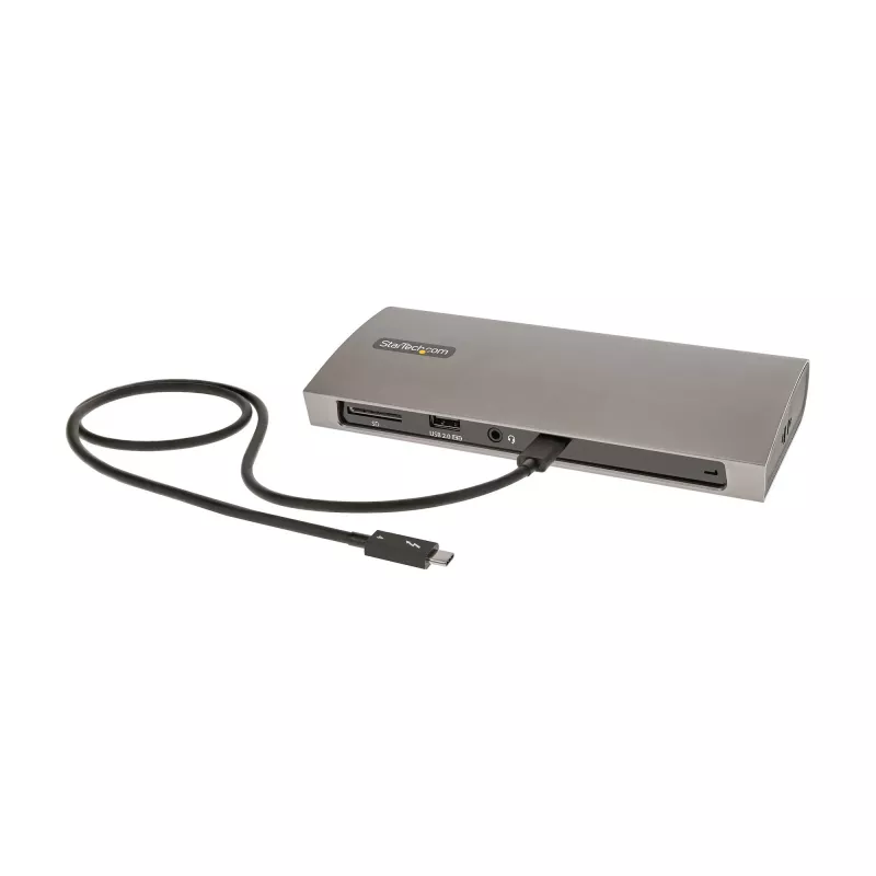 StarTech.com dock Thunderbolt 4, Power Delivery de 96W, único 8K/doble monitor 4K 60Hz, 3xTB4/USB4 puertos, 4xUSB-A, SD, GbE, estación de acoplamiento Thunderbolt 4 para Windows o MacBook TB3, cable de 0,8m