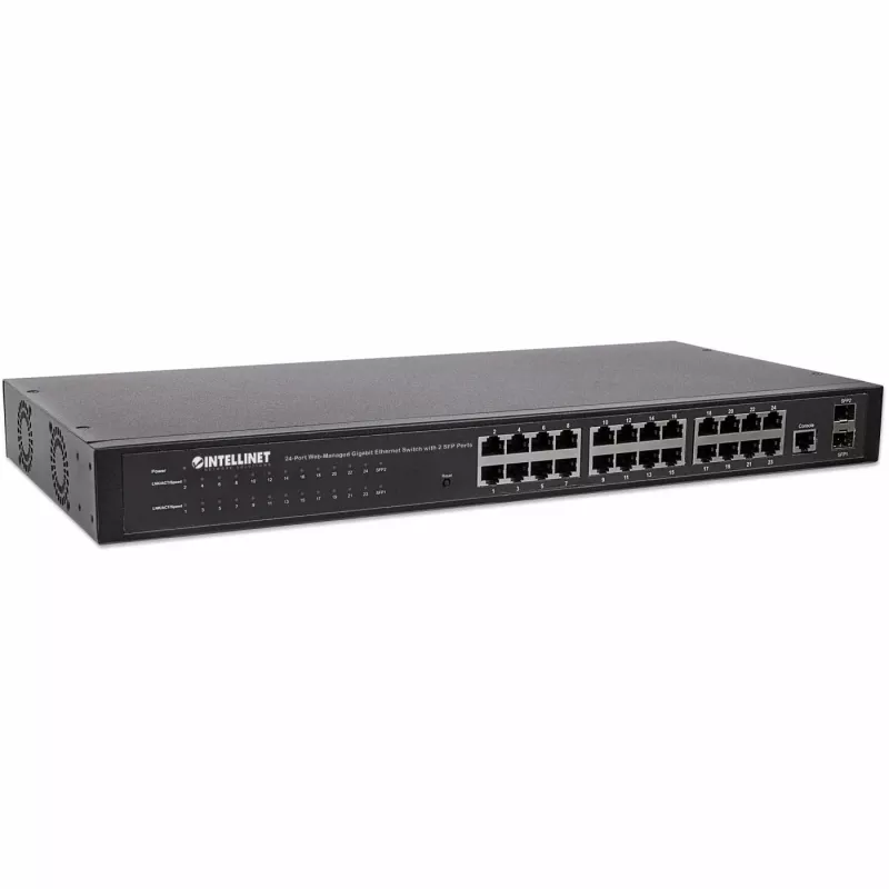 Intellinet 560917 switch Gigabit Web-Smart de 24 puertos, 2x SFP, montaje en rack