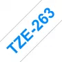 Cinta de etiquetas Brother TZe263 36 mm azul sobre blanco