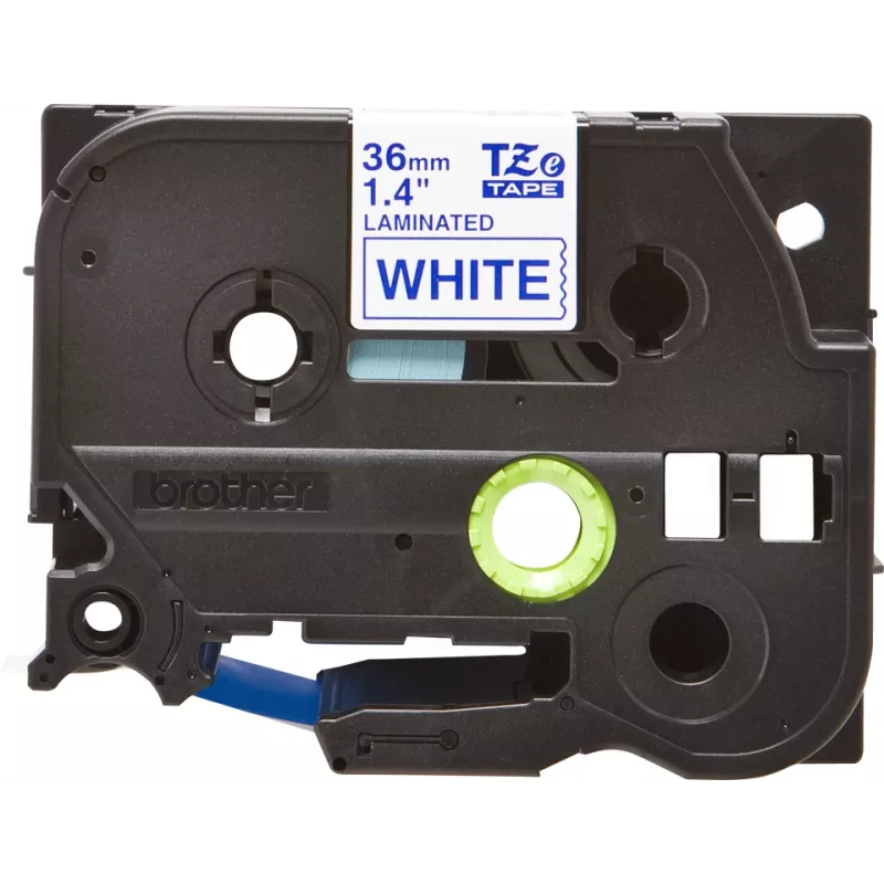 Cinta de etiquetas Brother TZe263 36 mm azul sobre blanco