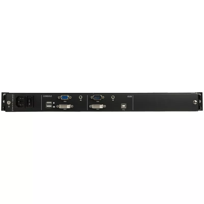 StarTech.com RKCOND17HD consola KVM para rack 1U de doble carril, LCD de 17,3" (43,9 cm) 1920 x 1080, un puerto DVI/VGA, teclado QWERTY de EE. UU., USB, cables incluidos, 44230 MTBF, negra