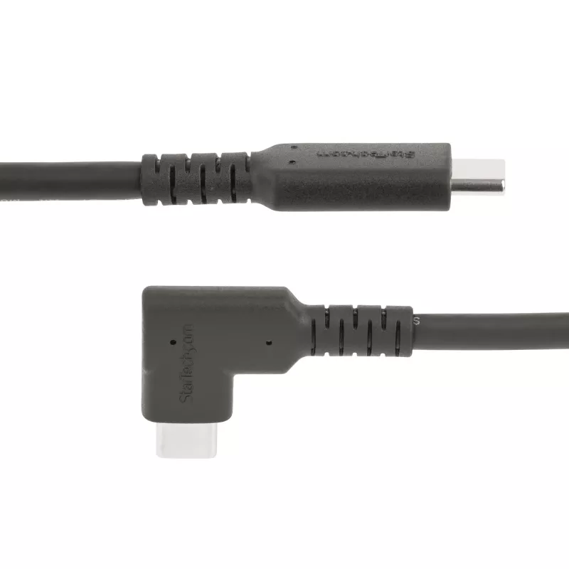 Cable USB-C robusto en ángulo recto StarTech.com de 0,9 m, USB 3.2 Gen 2 (10 Gbps), cable de datos USB-C a C de capacidad completa, DP Alt-Mode 4K 60Hz, 100W Power Delivery – cable USB Type-C de 90 grados