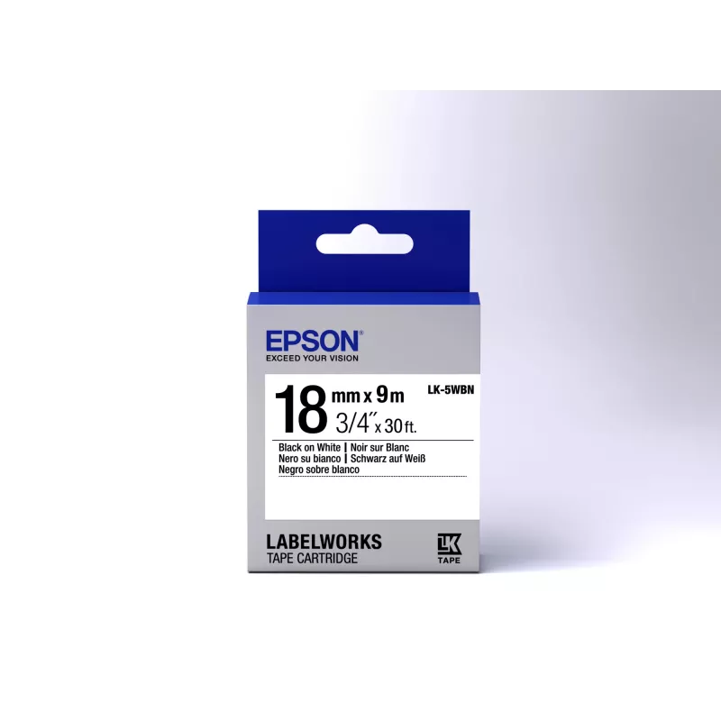 Cartucho de etiquetas Epson Standard LK-5WBN negro/blanco 18mm (9m)