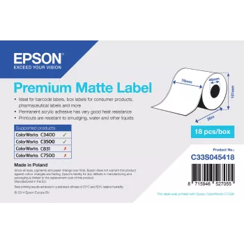 Epson Premium Matte Label rollo continuo 76 mm x 35 m mate 163 g/m²