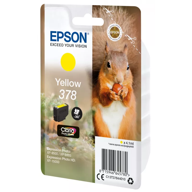 Cartucho Epson 378 amarillo 360 páginas tinta C13T37844010