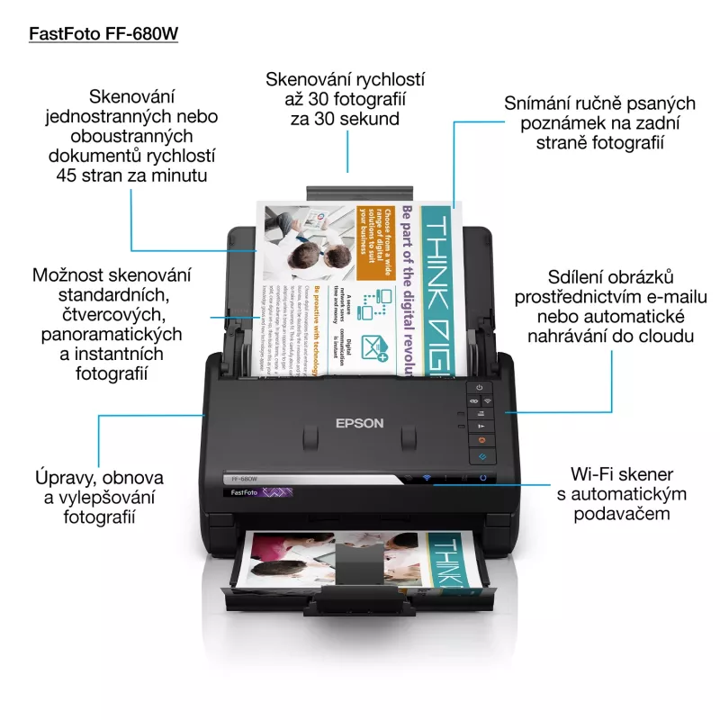 Escáner de alimentación automática Epson FastFoto FF-680W 600 x 600 DPI A4 Negro