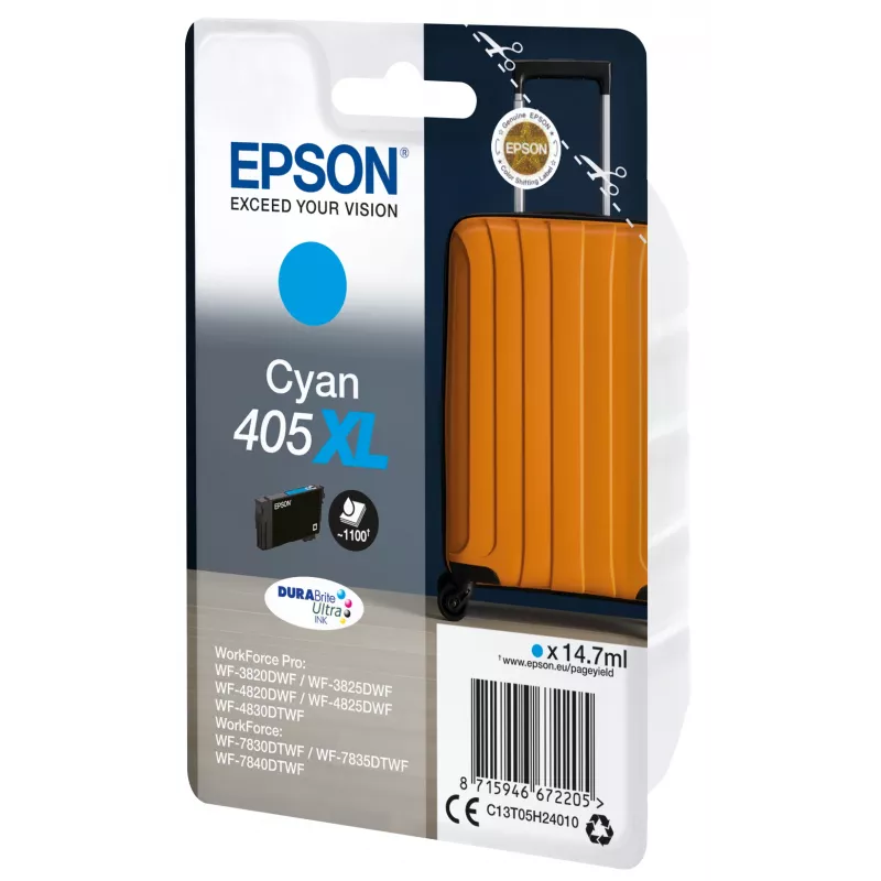 Cartucho de tinta Epson 405XL 1 ud. Original Alto rendimiento (XL) Cian