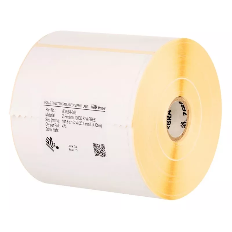 Rollo de etiquetas autoadhesivas Zebra Z-Perform 1000T blanco