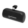 Batería externa Manhattan con conector USB-C integrado, 5000 mAh, hasta 10 W de potencia de salida, soporte para usar como soporte de carga para móvil, negro, un año de garantía