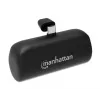 Batería externa Manhattan con conector USB-C integrado, 5000 mAh, hasta 10 W de potencia de salida, soporte para usar como soporte de carga para móvil, negro, un año de garantía