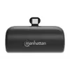Batería externa Manhattan con conector USB-C integrado, 5000 mAh, hasta 10 W de potencia de salida, soporte para usar como soporte de carga para móvil, negro, un año de garantía