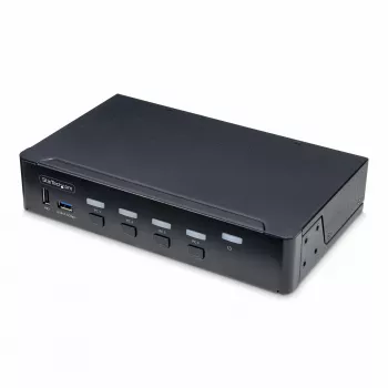Conmutador KVM DisplayPort de 4 puertos StarTech.com, monitor único 4K 60Hz, 6 puertos USB, conmutación por botón y tecla de acceso rápido, DisplayPort 1.2, independiente del sistema operativo, conforme a TAA