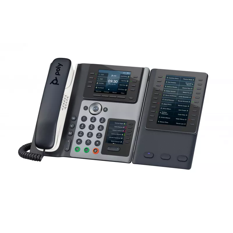 Teléfono IP POLY Edge E400 8 líneas con cable, auricular negro