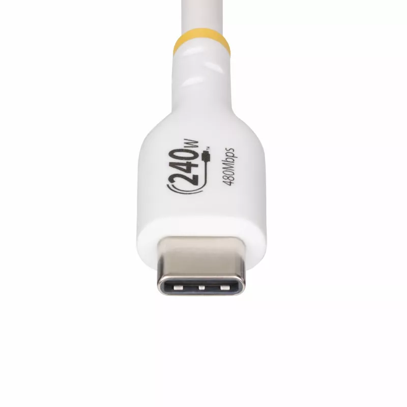 StarTech.com Cable de carga USB-C de 4m blanco, cable USB-C certificado por USB-IF, 240W PD EPR, cable de carga para portátil USB 2.0 Type-C, cable de transferencia de datos USB-C, funda de TPE