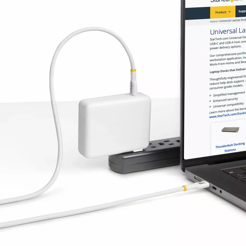 StarTech.com Cable de carga USB-C de 4m blanco, cable USB-C certificado por USB-IF, 240W PD EPR, cable de carga para portátil USB 2.0 Type-C, cable de transferencia de datos USB-C, funda de TPE
