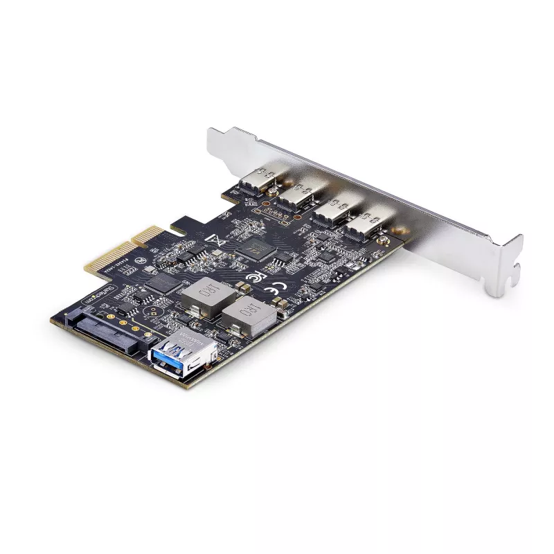 StarTech.com Tarjeta PCIe USB de 5 puertos, USB 3.2 10 Gbit/s, tarjeta PCI Express con 4 conectores USB-C, 1 conector USB-A interno, tarjeta controladora USB PCIe, Windows/macOS/Linux