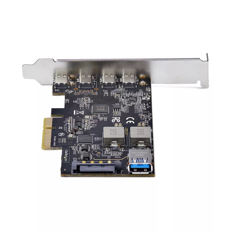 StarTech.com Tarjeta PCIe USB de 5 puertos, USB 3.2 10 Gbit/s, tarjeta PCI Express con 4 conectores USB-C, 1 conector USB-A interno, tarjeta controladora USB PCIe, Windows/macOS/Linux