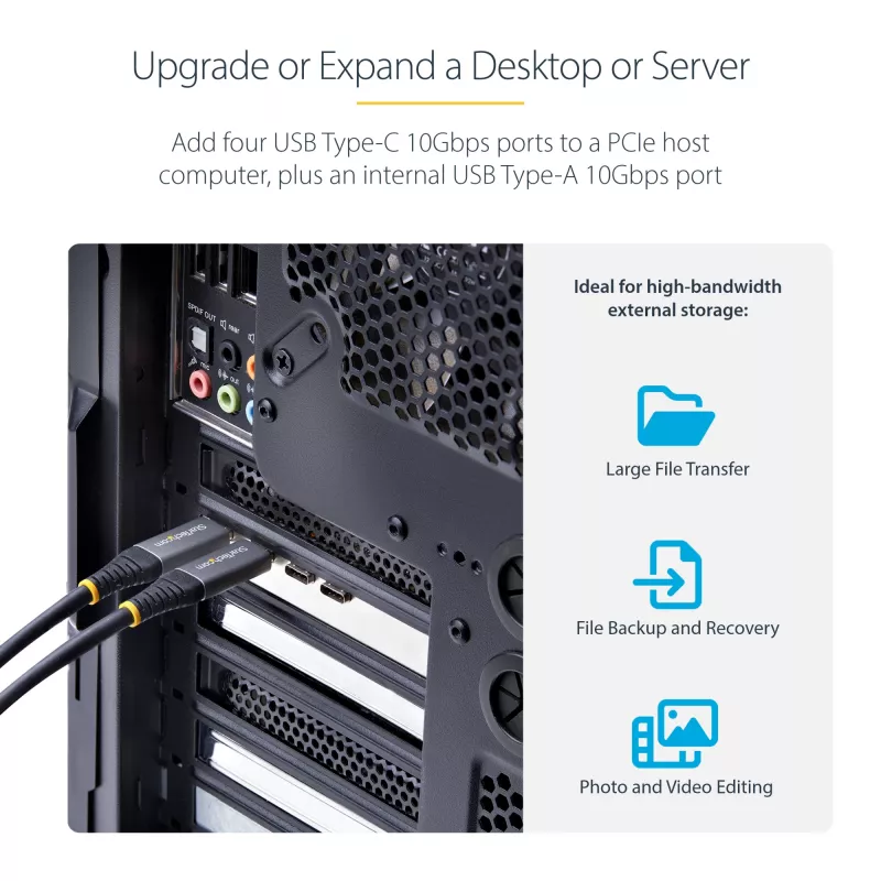 StarTech.com Tarjeta PCIe USB de 5 puertos, USB 3.2 10 Gbit/s, tarjeta PCI Express con 4 conectores USB-C, 1 conector USB-A interno, tarjeta controladora USB PCIe, Windows/macOS/Linux