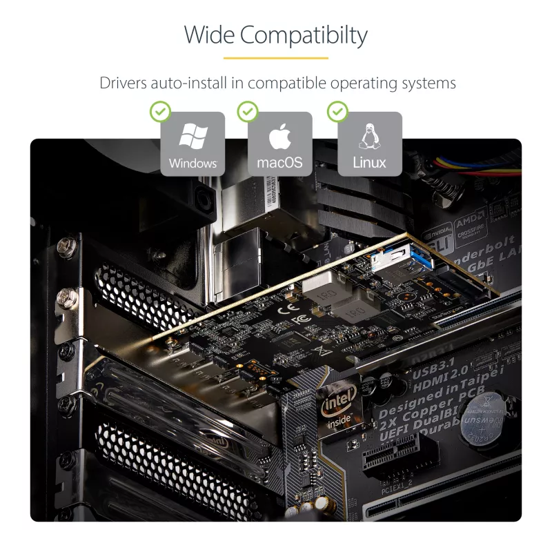 StarTech.com Tarjeta PCIe USB de 5 puertos, USB 3.2 10 Gbit/s, tarjeta PCI Express con 4 conectores USB-C, 1 conector USB-A interno, tarjeta controladora USB PCIe, Windows/macOS/Linux