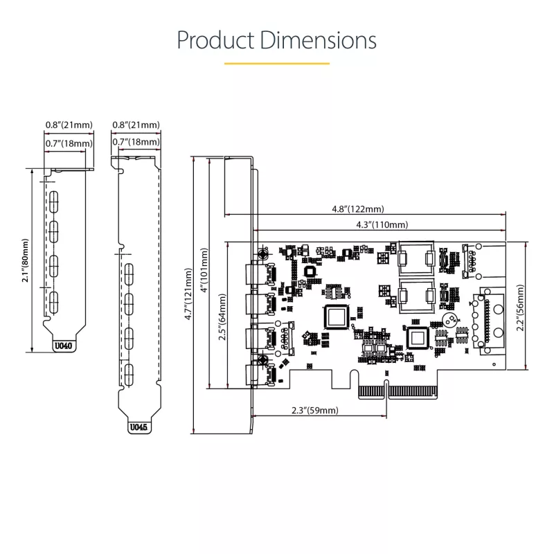 StarTech.com Tarjeta PCIe USB de 5 puertos, USB 3.2 10 Gbit/s, tarjeta PCI Express con 4 conectores USB-C, 1 conector USB-A interno, tarjeta controladora USB PCIe, Windows/macOS/Linux