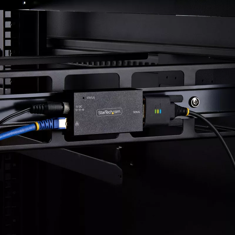 StarTech.com adaptador serie a Ethernet de 1 puerto, servidor de dispositivos serie IP para dispositivos RS232 remotos, montaje en pared/DIN, carcasa de metal, convertidor RJ45-LAN a serie DB9