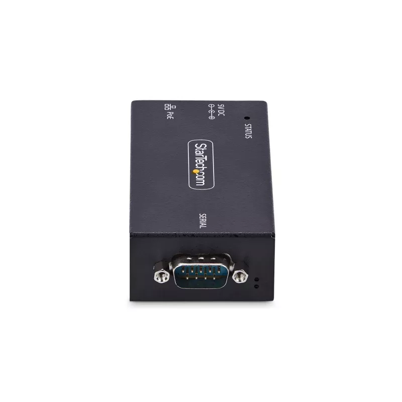 StarTech.com Adaptador de serie a Ethernet de 1 puerto, servidor de dispositivos serie IP PoE 802.3af para dispositivos RS232 remotos, montaje en pared/carril DIN, convertidor de RJ45 LAN a DB9 serie, TAA