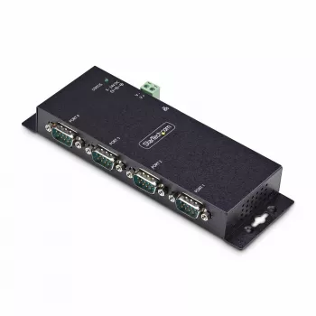StarTech.com Adaptador de serie a Ethernet de 4 puertos, servidor de dispositivos serie IP para dispositivos RS232 remotos, montaje en pared/carril DIN, carcasa metálica, convertidor de RJ45 LAN a DB9 serie