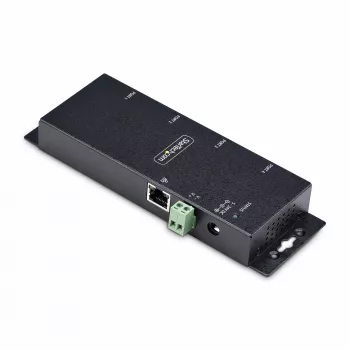StarTech.com Adaptador de serie a Ethernet de 4 puertos, servidor de dispositivos serie IP para dispositivos RS232 remotos, montaje en pared/carril DIN, carcasa metálica, convertidor de RJ45 LAN a DB9 serie