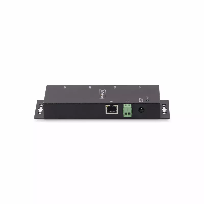 StarTech.com Adaptador de serie a Ethernet de 4 puertos, servidor de dispositivos serie IP para dispositivos RS232 remotos, montaje en pared/carril DIN, carcasa metálica, convertidor de RJ45 LAN a DB9 serie