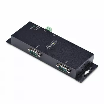 StarTech.com Adaptador de serie a Ethernet de 2 puertos, servidor de dispositivos serie IP para dispositivos RS232 remotos, montaje en pared/carril DIN, carcasa metálica, convertidor de RJ45 LAN a DB9 serie