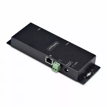 StarTech.com Adaptador de serie a Ethernet de 2 puertos, servidor de dispositivos serie IP para dispositivos RS232 remotos, montaje en pared/carril DIN, carcasa metálica, convertidor de RJ45 LAN a DB9 serie