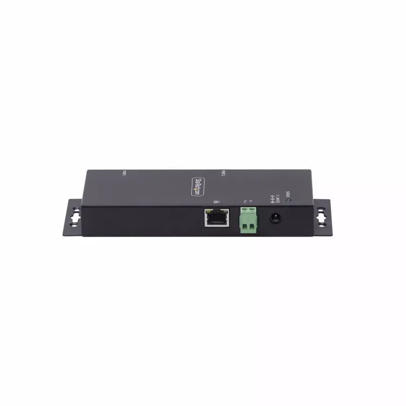 StarTech.com Adaptador de serie a Ethernet de 2 puertos, servidor de dispositivos serie IP para dispositivos RS232 remotos, montaje en pared/carril DIN, carcasa metálica, convertidor de RJ45 LAN a DB9 serie