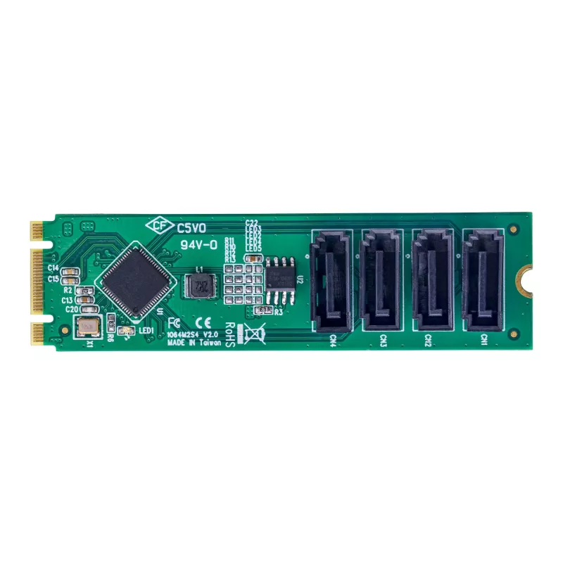 StarTech.com Tarjeta adaptadora de M.2 a SATA de 4 puertos, tarjeta de expansión de disco duro/SSD M.2 PCIe 3.0 a SATA, chipset ASM1064, M.2 NVMe a 4x HDD/SSD para Windows/macOS/Linux