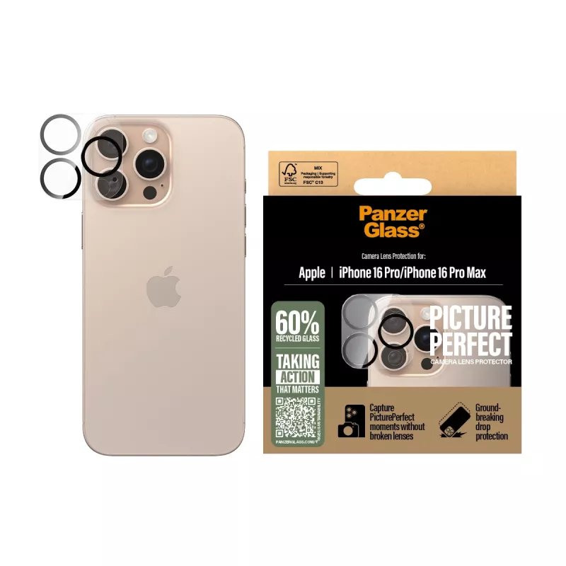 PanzerGlass ® PicturePerfect Protección de lente de cámara iPhone 16 Pro | 16 Pro Max