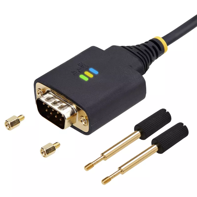 StarTech.com Cable adaptador USB a serie de 2 m, retención COM, tornillos/tuercas intercambiables, USB-A a DB9 RS232, chip FTDI, protección ESD, Windows/macOS/Linux