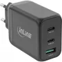 Fuente de alimentación USB PD InLine, cargador GaN, 3 puertos, Dual USB-C + USB-A, 65W