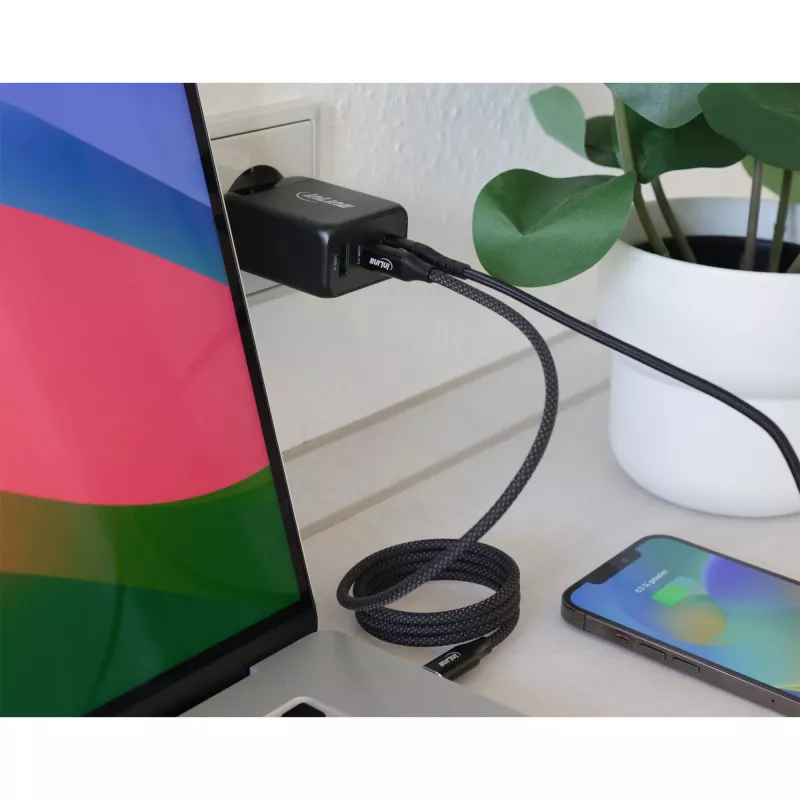 Fuente de alimentación USB PD InLine, cargador GaN, 3 puertos, Dual USB-C + USB-A, 65W