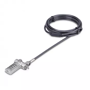 Candado de cable universal para portátil StarTech.com 2 m, cable de seguridad serializado para portátiles, compatible con Noble Wedge®/Nano/K-Slot; cable de combinación sin llave, TAA