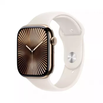 Smartwatch Apple Watch Series 10 GPS + Cellular 46mm Caja de titanio oro Correa deportiva Starlight M/L