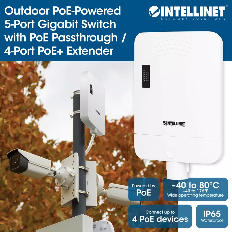 Switch de red Intellinet 509220 Gigabit Ethernet 5 Puertos PoE