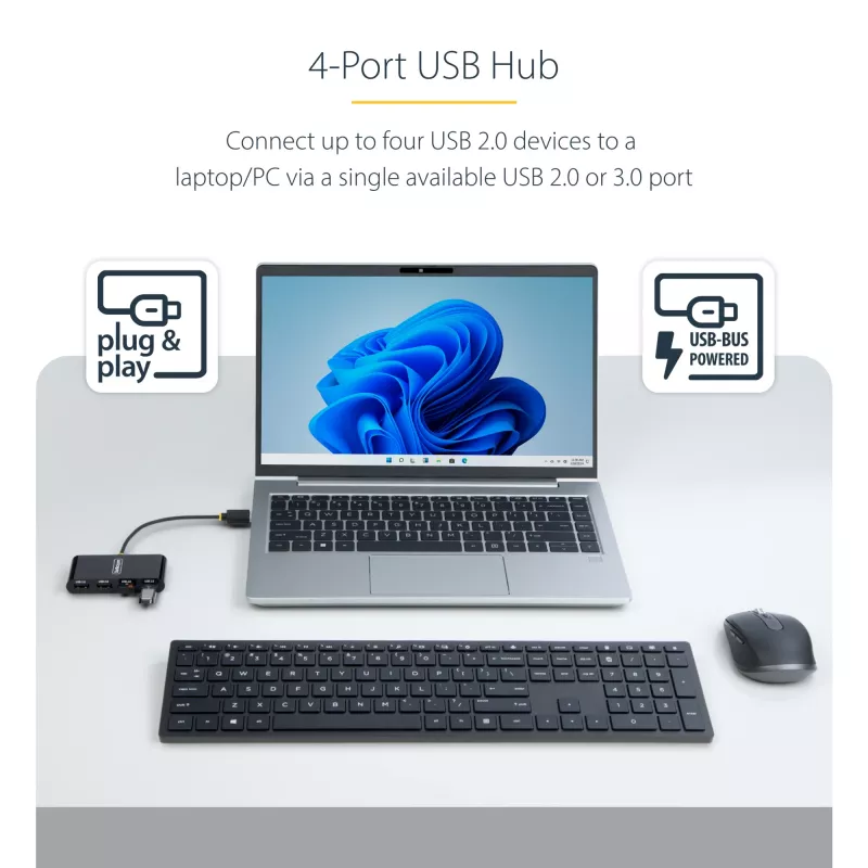 StarTech.com ST4200MINI2-USB-HUB Hub de interfaces USB 2.0 480 Mbit/s Negro