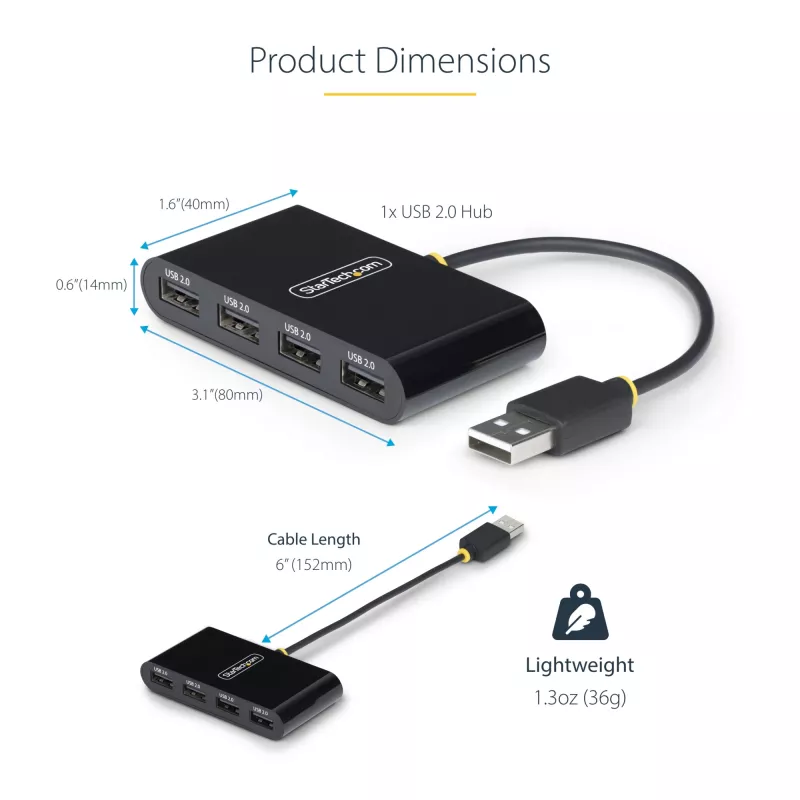 StarTech.com ST4200MINI2-USB-HUB Hub de interfaces USB 2.0 480 Mbit/s Negro