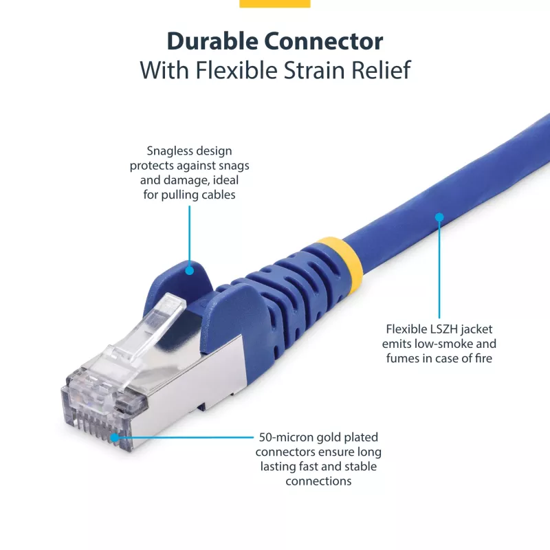 StarTech.com Cable Ethernet CAT8 de 2 m Azul, RJ45 sin lengüeta, 25G/40G, 2000 MHz, 100 W PoE++, S/FTP, 26AWG cobre desnudo puro, LSZH, cable de red patch apantallado con alivio de tensión, probado individualmente
