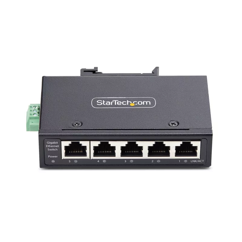 StarTech.com I51G-ETHERNET-SWITCH switch Gigabit Ethernet industrial no administrado de 5 puertos, 10/100/1000, carril DIN/montaje en pared, IP30, de -40 a 75 °C (-40–167 °F), DC, TAA
