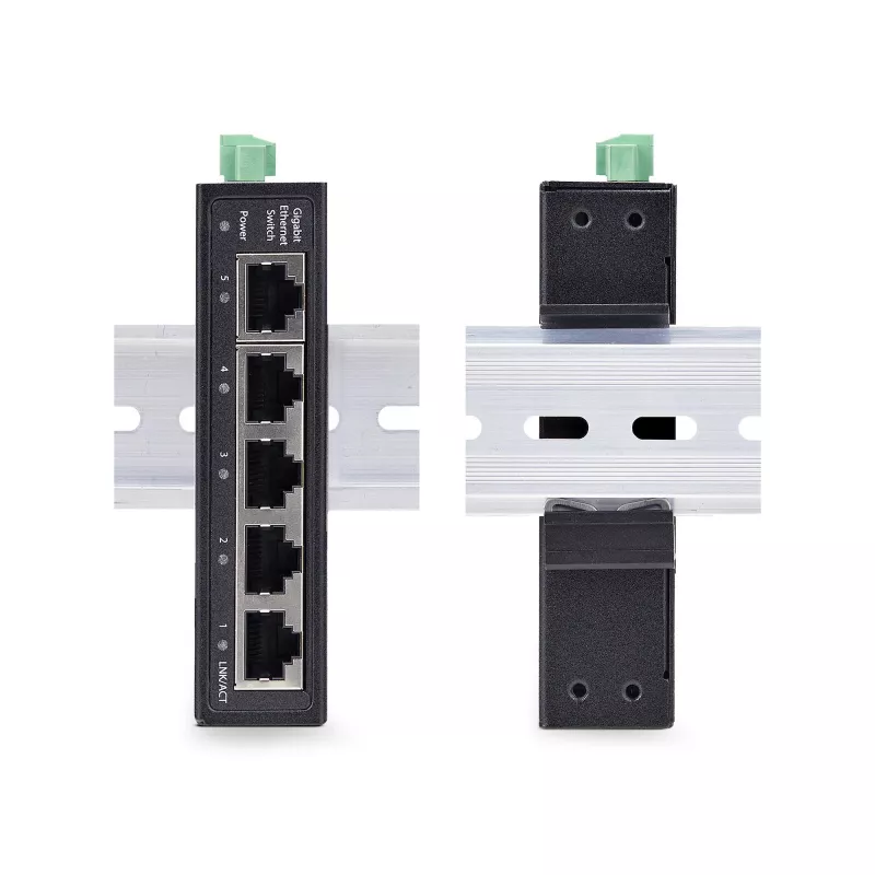 StarTech.com I51G-ETHERNET-SWITCH switch Gigabit Ethernet industrial no administrado de 5 puertos, 10/100/1000, carril DIN/montaje en pared, IP30, de -40 a 75 °C (-40–167 °F), DC, TAA