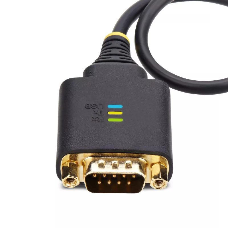 StarTech.com Cable adaptador USB a serie de 1ft (30cm), retención COM, tuercas/tornillos reemplazables, USB-A a DB9 RS232, chip FTDI, protección ESD, Windows/macOS/Linux